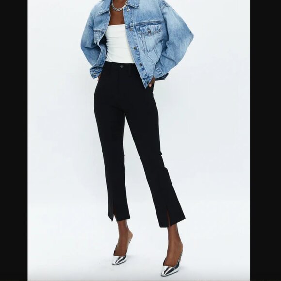 Pistola Lennon High Rise Crop Boot Front Slit Dressy Black Pants Size 26 - Picture 1 of 10